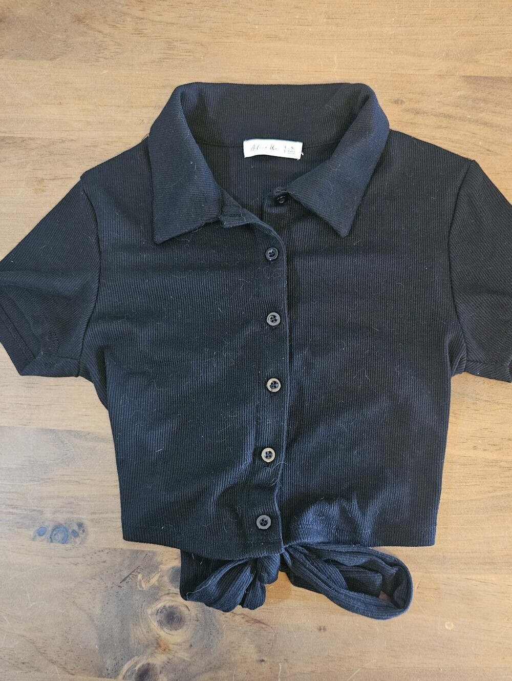 Active USA Cropped Tie Back Polo Black Small